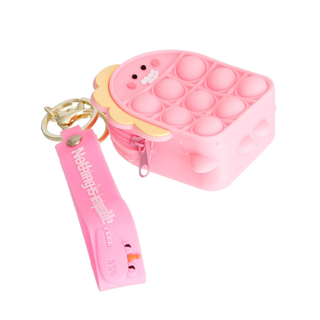 Trendy Pink Dino Bubble Pop Keychain Fashion Accessory
