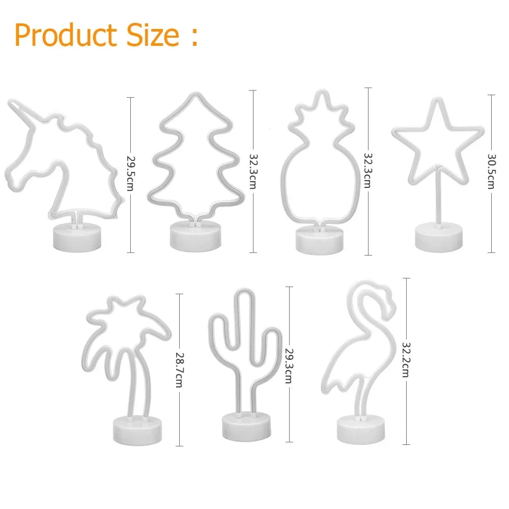 DecorBites™ USB LED Neon Sign Light Holiday Flamingo Night Lamp Xmas Party Wedding Decoration Home Gift cloud Heart Neon Light
