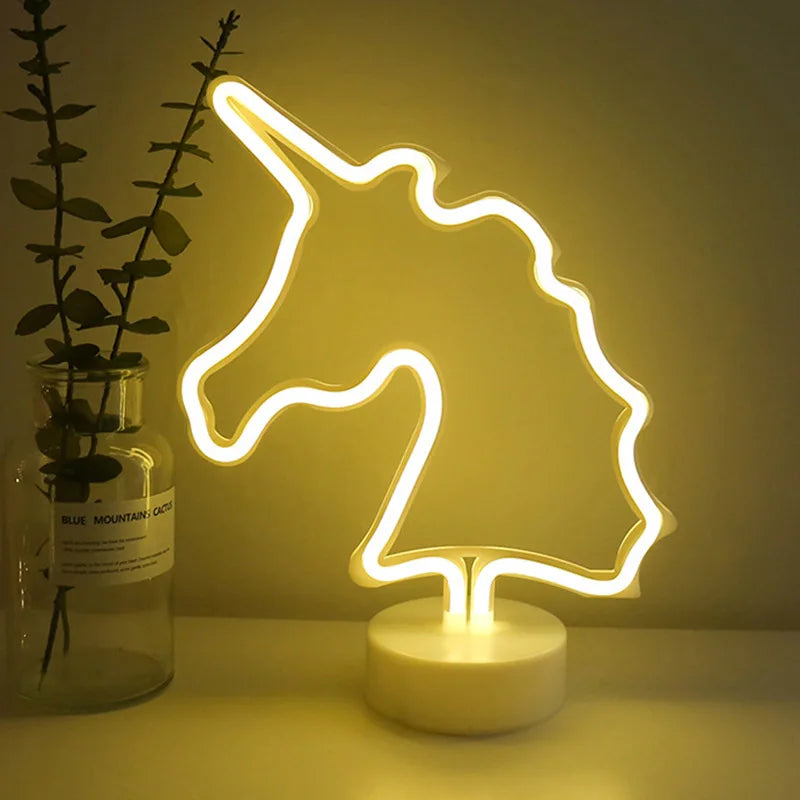 DecorBites™ USB LED Neon Sign Light Holiday Flamingo Night Lamp Xmas Party Wedding Decoration Home Gift cloud Heart Neon Light