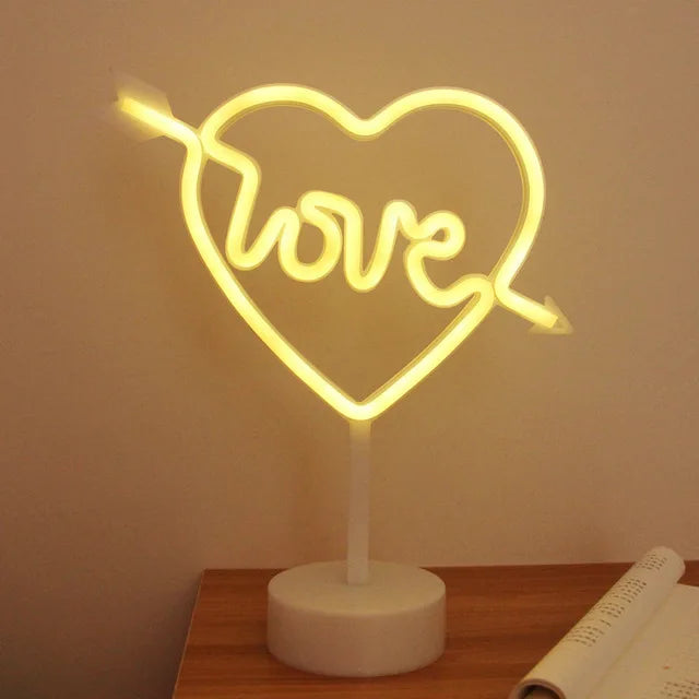 DecorBites™ USB LED Neon Sign Light Holiday Flamingo Night Lamp Xmas Party Wedding Decoration Home Gift cloud Heart Neon Light
