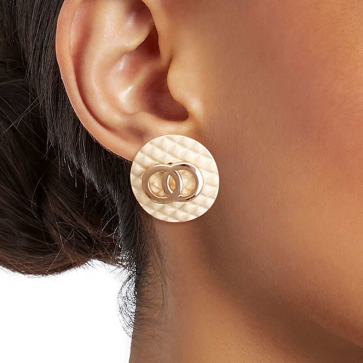 Statement Ivory Quilted Elegance Stud Earrings – Stylish Bespoke Jewelry