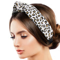 Fashion Headband White Leopard Knot Furry Stylish Accessory