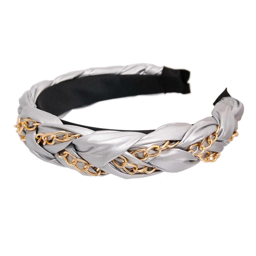 Braided Silver Chain Headband Stylish Fashion Accessory