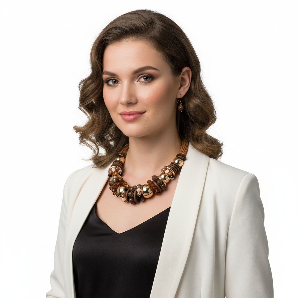 Leather Wood Necklace Brown Earthy Artisan Stylish Statement Collar