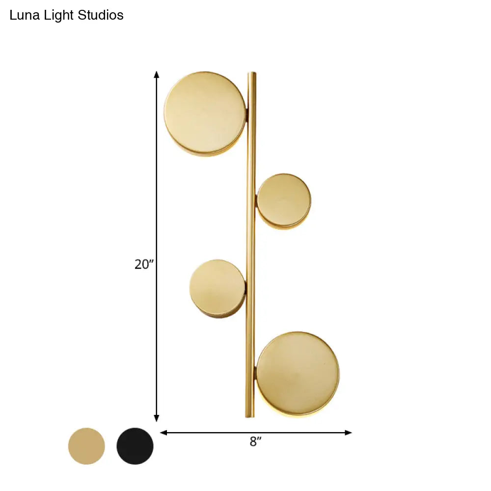 DecorBites™ Vertical Linear Sconce Light: Black/Gold Finish, Post-Modern Design with 3 LED Metal Wall Lamp Heads