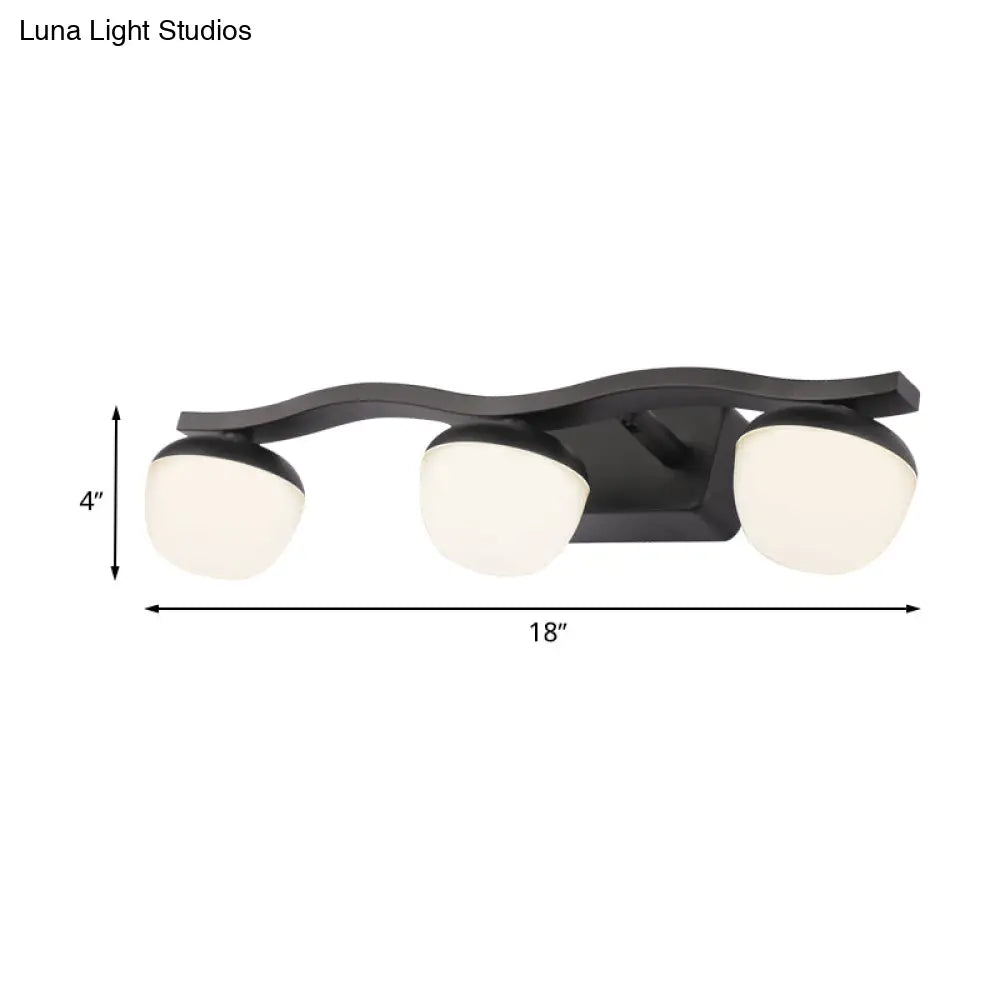DecorBites™ Wave Design Black Acrylic 3-Head Vanity Lamp for Contemporary Bedroom Wall Lighting