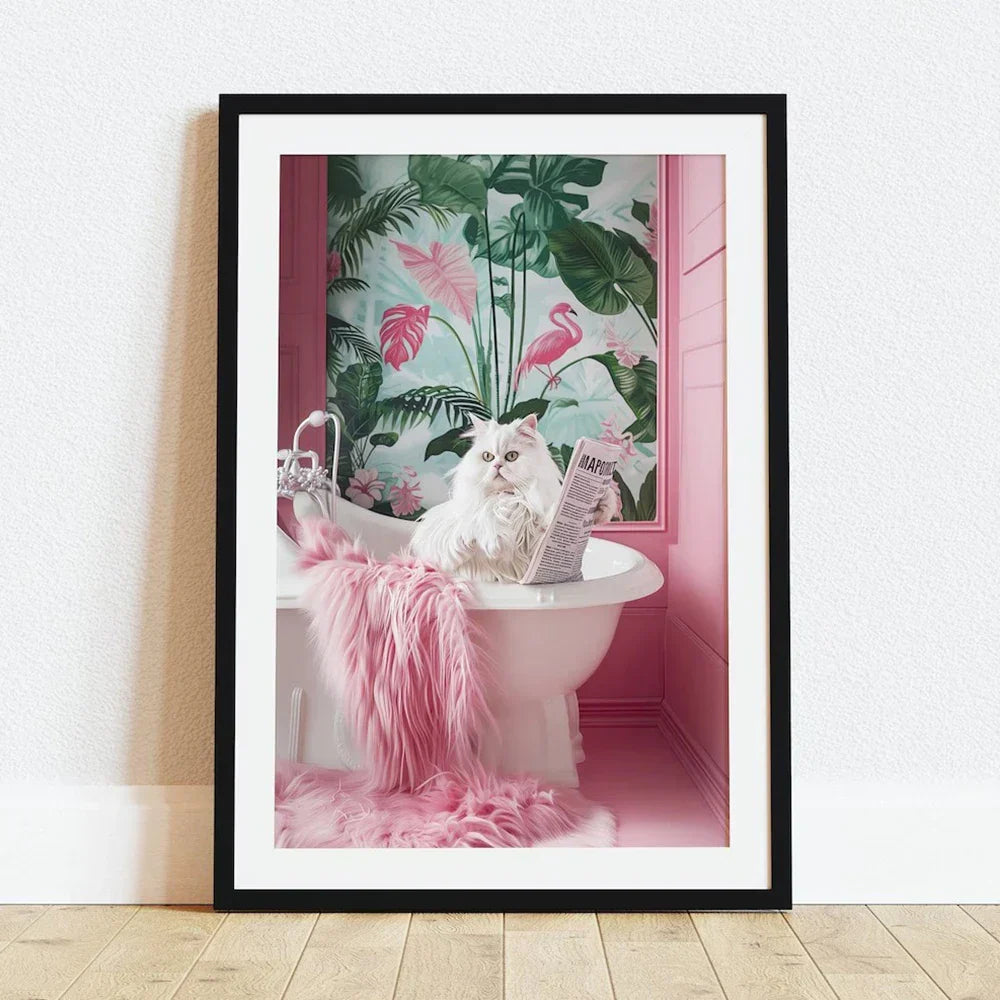 DecorBites™ Whimsical Cat Bathroom Wall Art Print