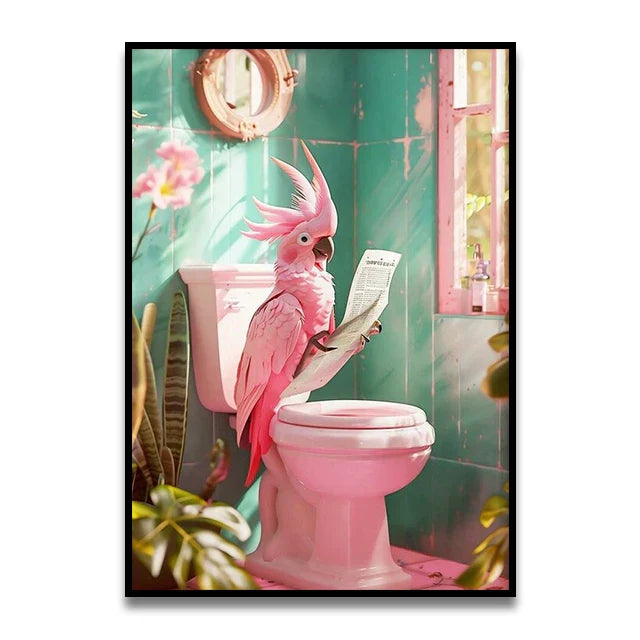 DecorBites™ Whimsical Cat Bathroom Wall Art Print