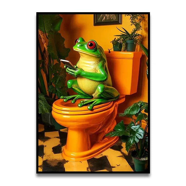 DecorBites™ Whimsical Cat Bathroom Wall Art Print