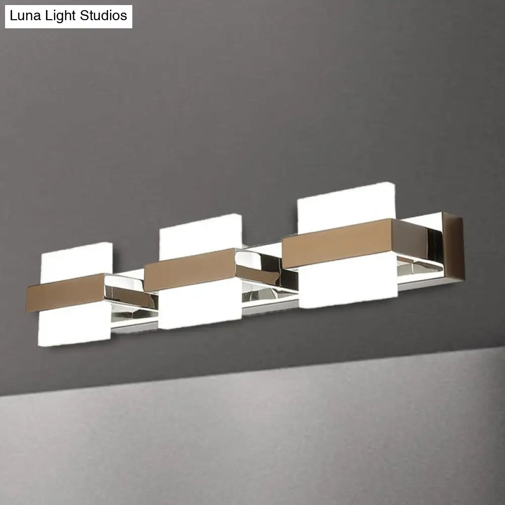 DecorBites™ White Acrylic LED Vanity Wall Light: Simple Square Fixture, 3/4 Lights, Bathroom Mirror Lamp