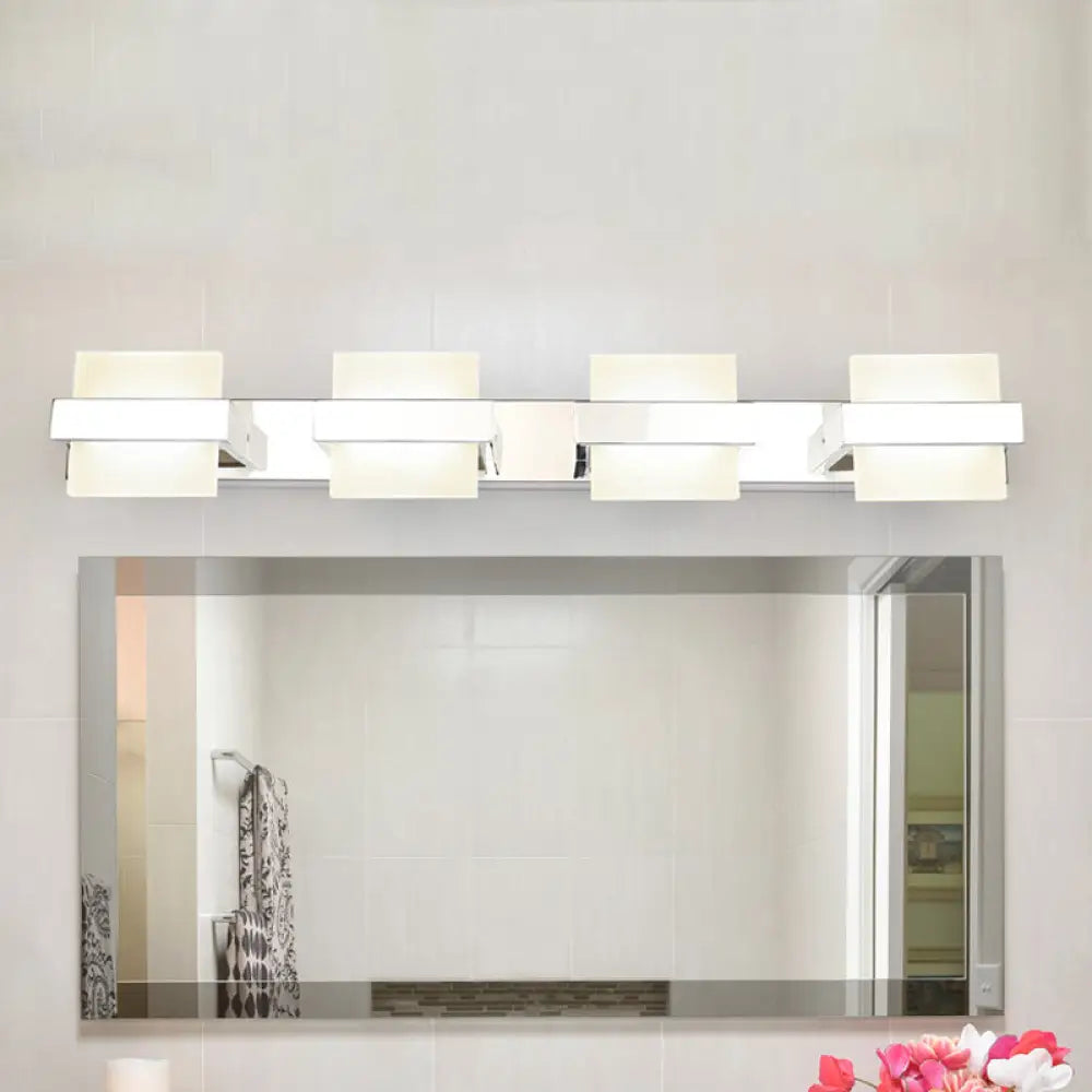 DecorBites™ White Acrylic LED Vanity Wall Light: Simple Square Fixture, 3/4 Lights, Bathroom Mirror Lamp