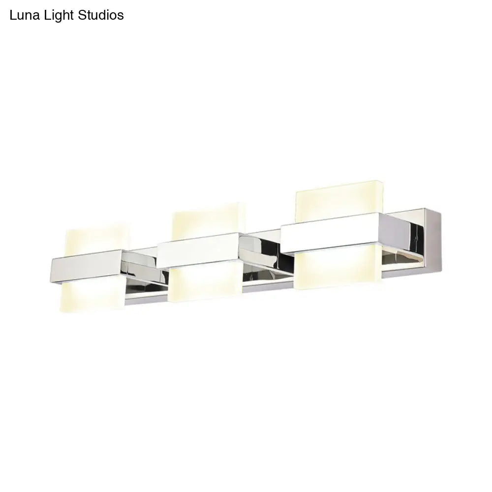 DecorBites™ White Acrylic LED Vanity Wall Light: Simple Square Fixture, 3/4 Lights, Bathroom Mirror Lamp