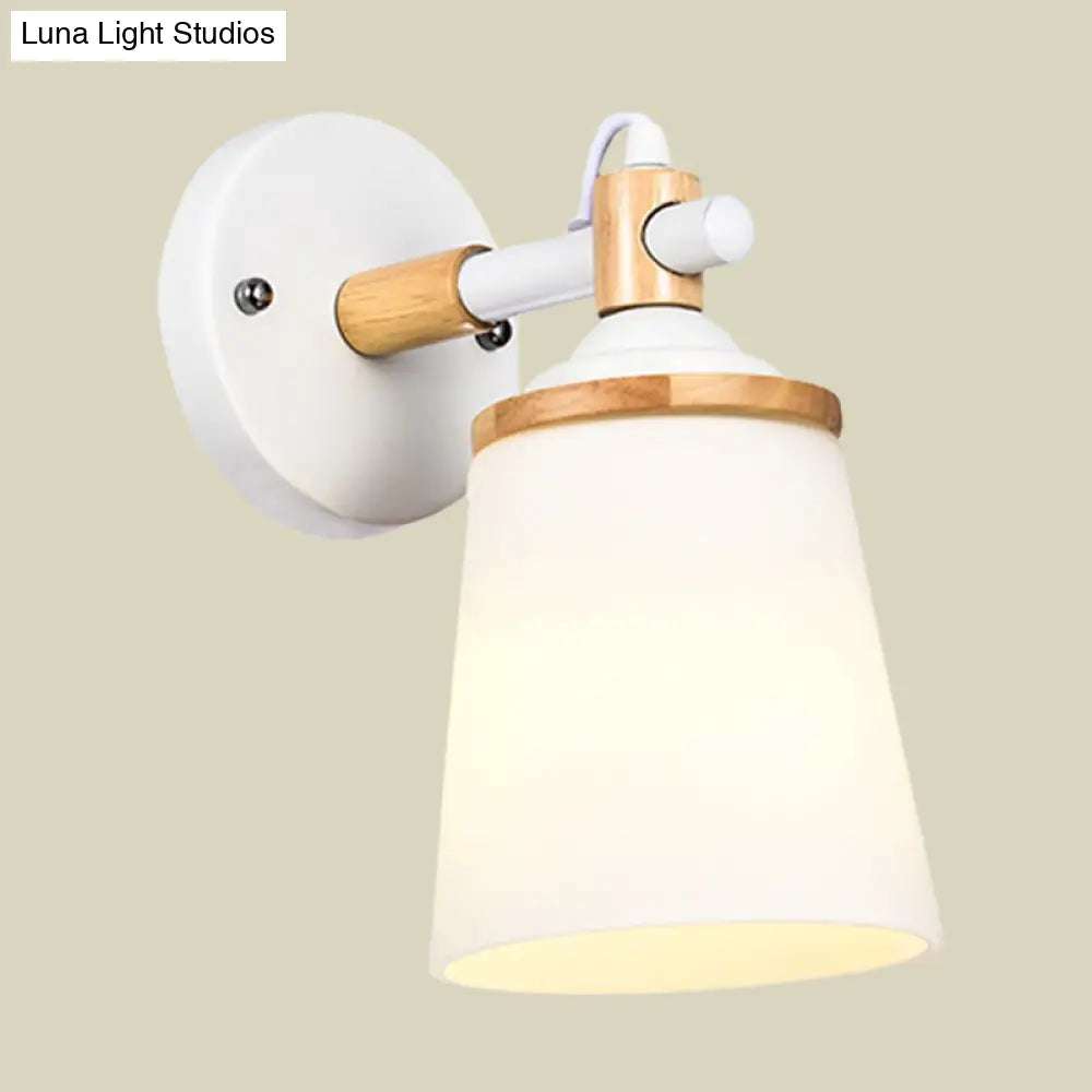 DecorBites™ White/Black Modernist Wall Lamp with Cream Glass Shade