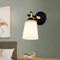 DecorBites™ White/Black Modernist Wall Lamp with Cream Glass Shade