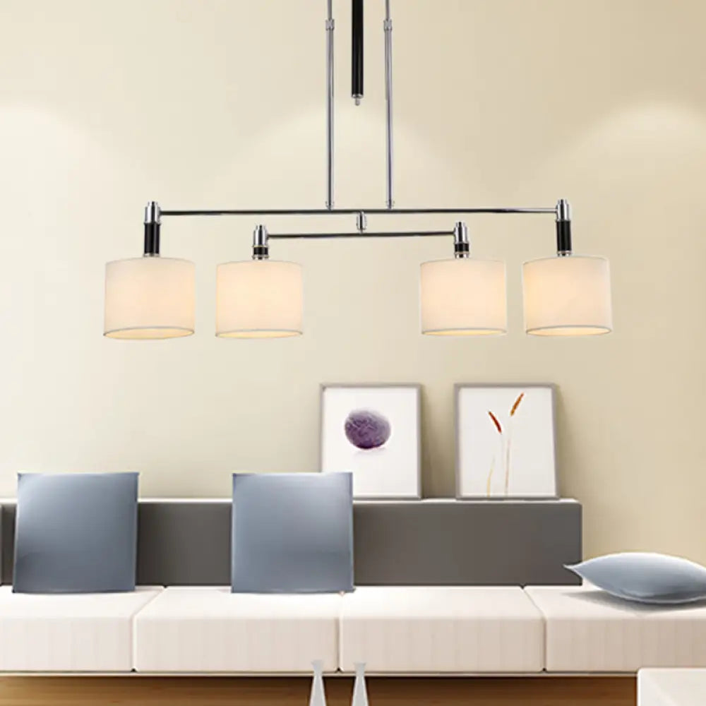 DecorBites™ White Drum Shade Pendant Light Kit for Dining Room and Island, Set of 4