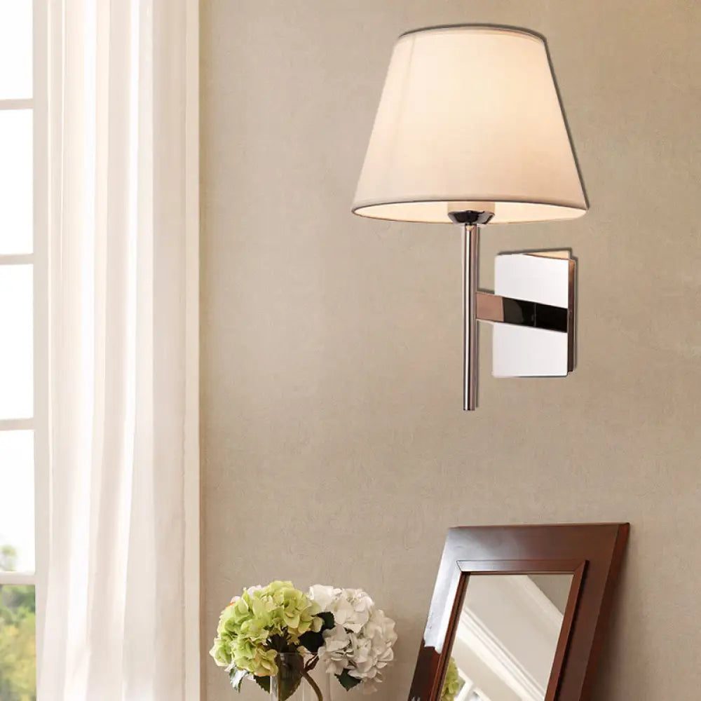DecorBites™ White Fabric LED Cone Wall Sconce - Contemporary Bedroom Lighting