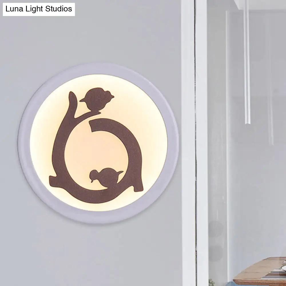 DecorBites™ White LED Acrylic Wall Sconce with Bird Silhouette - Nordic Style