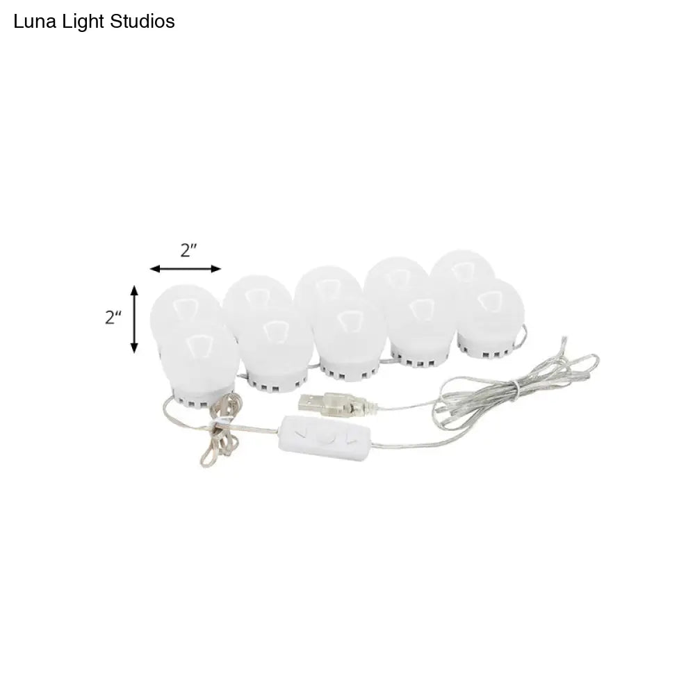 DecorBites™ White LED Vanity Strip: Sphere Design for Dressing Room Minimalism and Enhanced Makeup Lighting