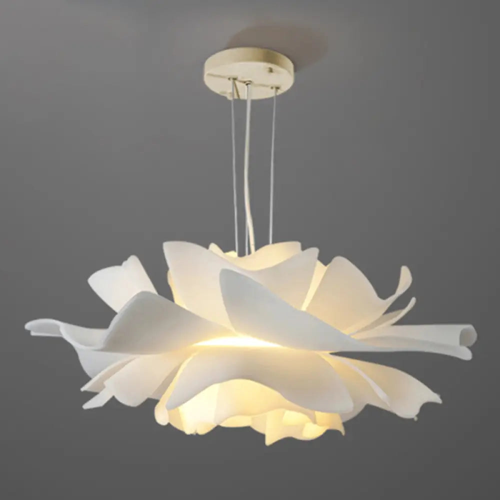 DecorBites™ White Tulle-Like Floral Chandelier LED Cafe Light Fixture