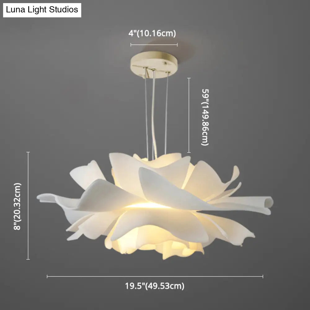DecorBites™ White Tulle-Like Floral Chandelier LED Cafe Light Fixture