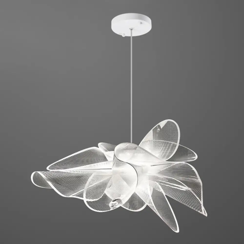 DecorBites™ White Tulle-Like Floral Chandelier LED Cafe Light Fixture