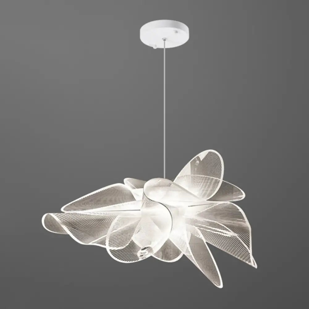 DecorBites™ White Tulle-Like Floral Chandelier LED Cafe Light Fixture