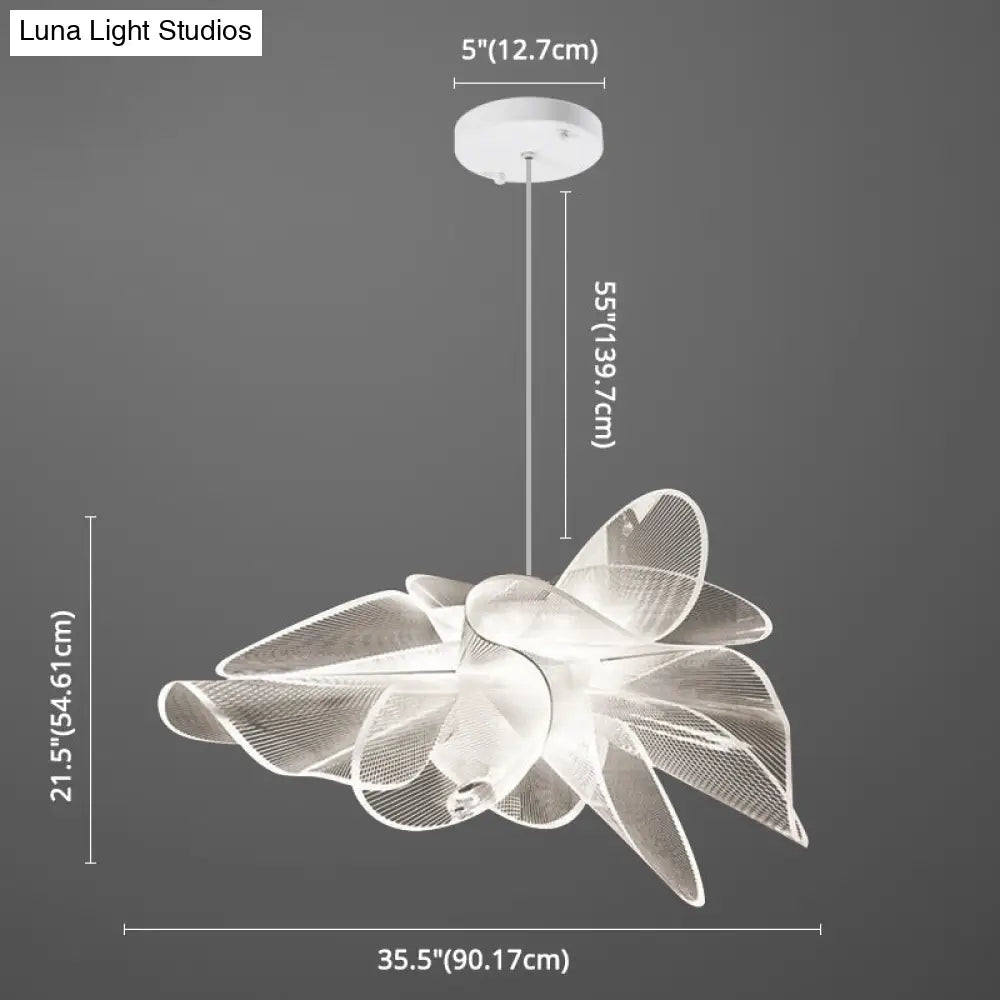 DecorBites™ White Tulle-Like Floral Chandelier LED Cafe Light Fixture