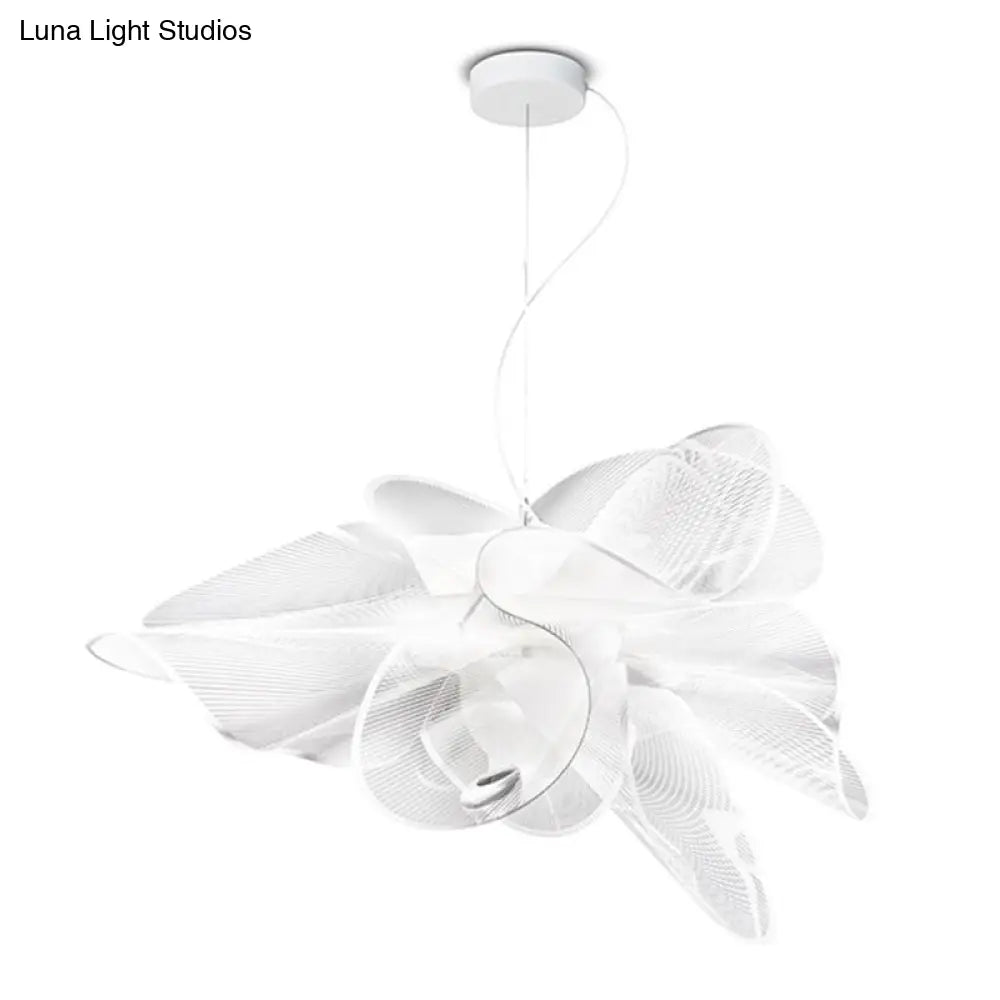 DecorBites™ White Tulle-Like Floral Chandelier LED Cafe Light Fixture