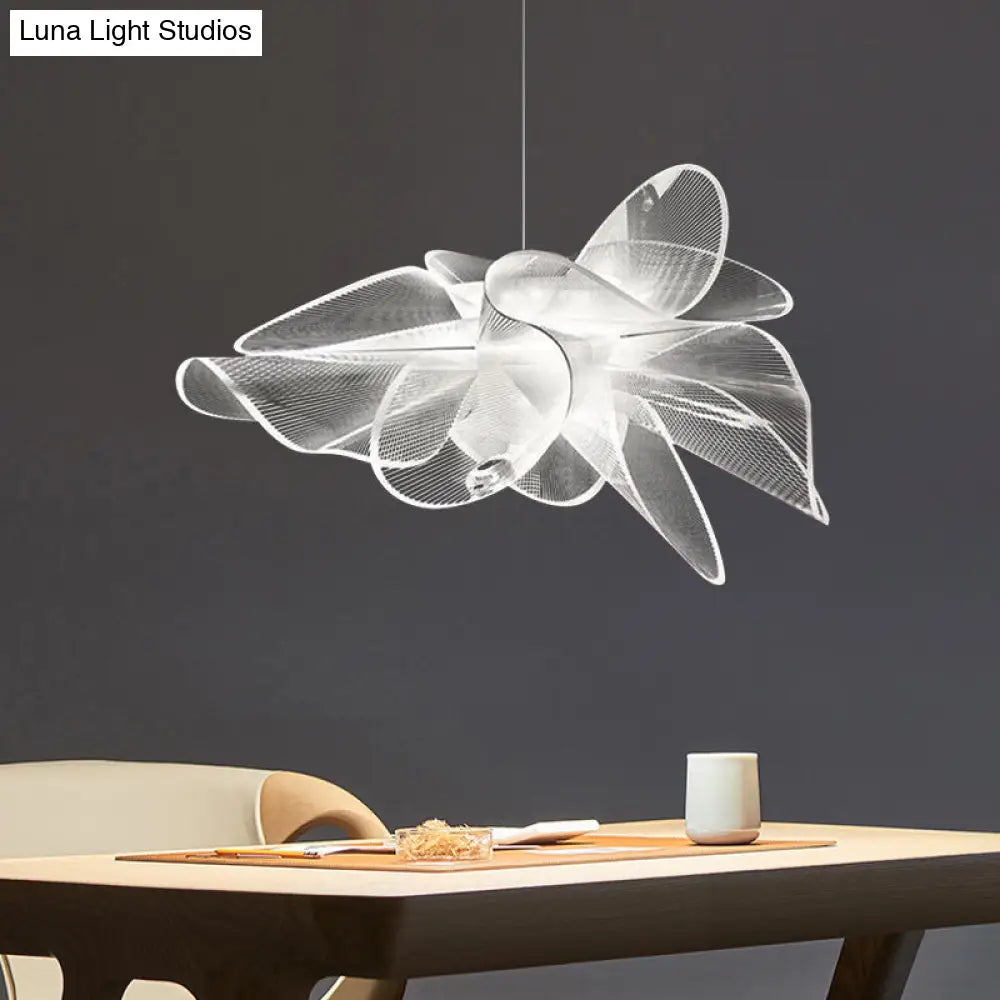 DecorBites™ White Tulle-Like Floral Chandelier LED Cafe Light Fixture