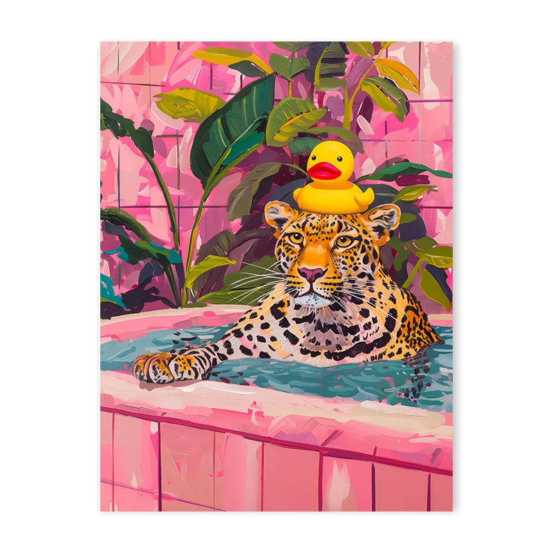 DecorBites™ Wildlife Bathroom Canvas Art Tiger Zebra Cat