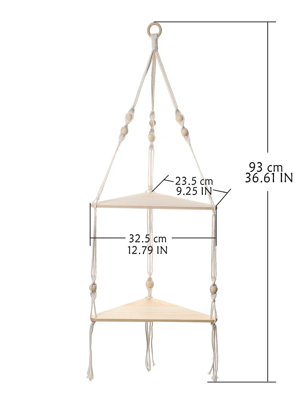 DecorBites™ Wooden Corner Shelf with Macrame - Boho Wall Decor