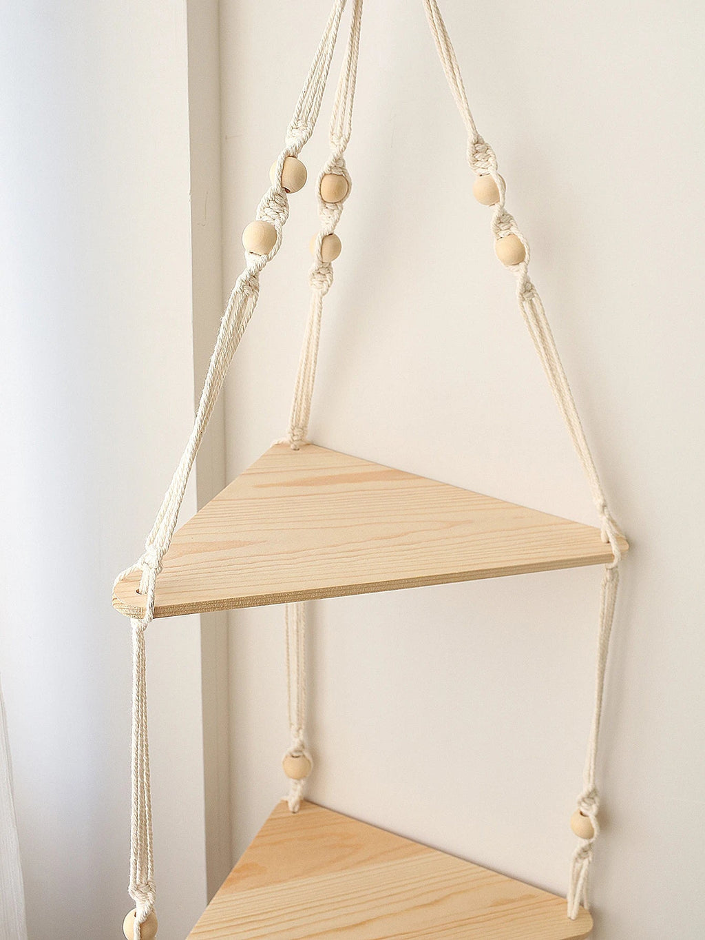 DecorBites™ Wooden Corner Shelf with Macrame - Boho Wall Decor