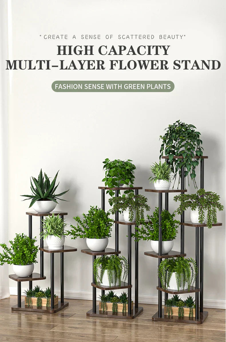 DecorBites™ Wooden Flower Plant Stand Shelf - 4/5/6 Tier