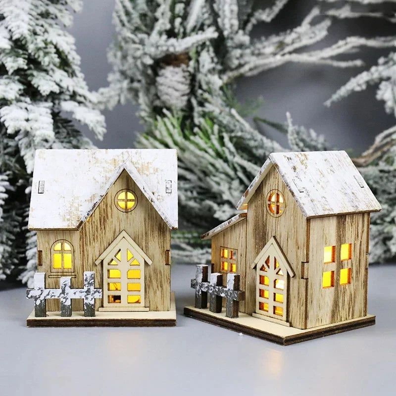 DecorBites™ Wooden LED Light House Christmas Decorations