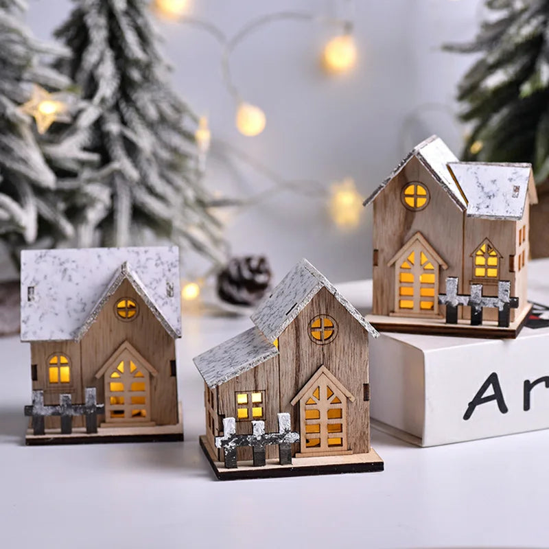 DecorBites™ Wooden LED Light House Christmas Decorations