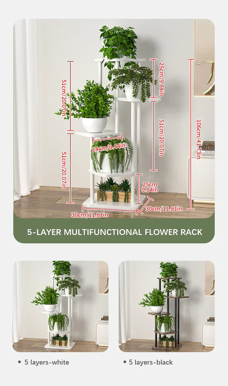 DecorBites™ Wooden Plant Stand Shelf Tiered Flower Pot Display