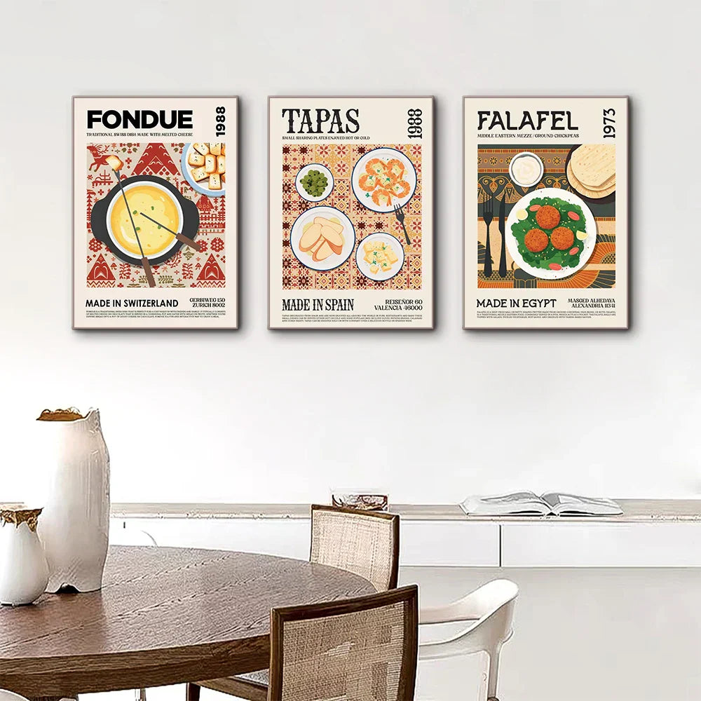 DecorBites™ "World Cuisine Canvas Print for Home Decor"