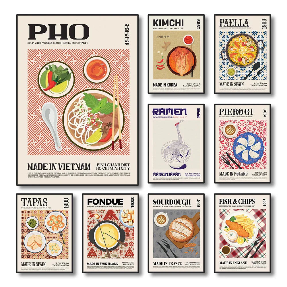 DecorBites™ World Cuisine Canvas Print for Home Decor